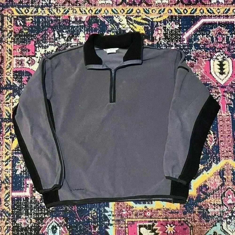 Vintage Columbia Fleece Quarter Zip Men XL Grey‎